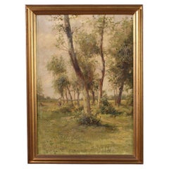 Vintage 20th Century Oil on Board Small Italian Signed Landscape Painting, 1940