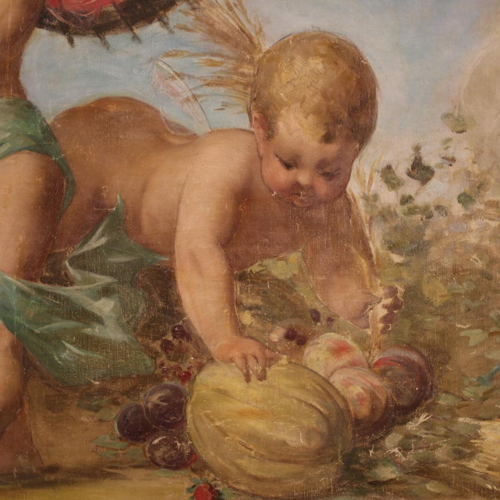20th Century Oil On Canvas Antique French Allegory Of Summer Painting, 1920 9
