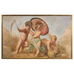 20th Century Oil On Canvas Antique French Allegory Of Summer Painting, 1920