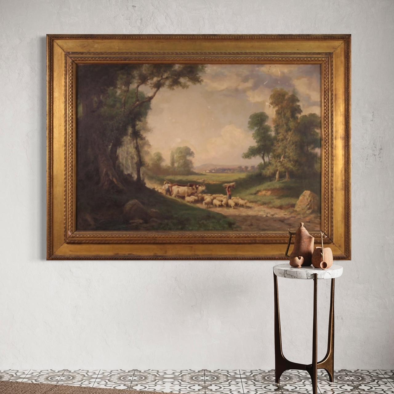 20th Century Oil On Canvas Antique Italian Signed Landscape, 1930 7