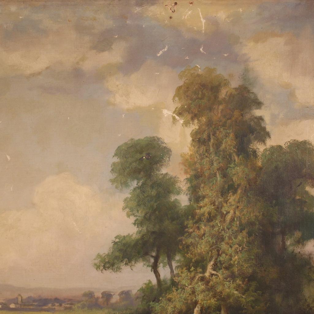 20th Century Oil On Canvas Antique Italian Signed Landscape, 1930 8