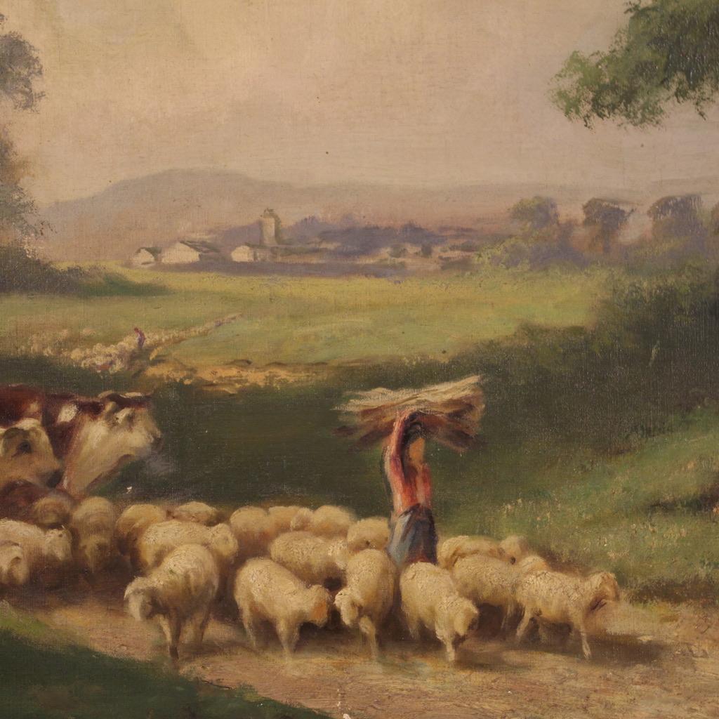 20th Century Oil On Canvas Antique Italian Signed Landscape, 1930 9