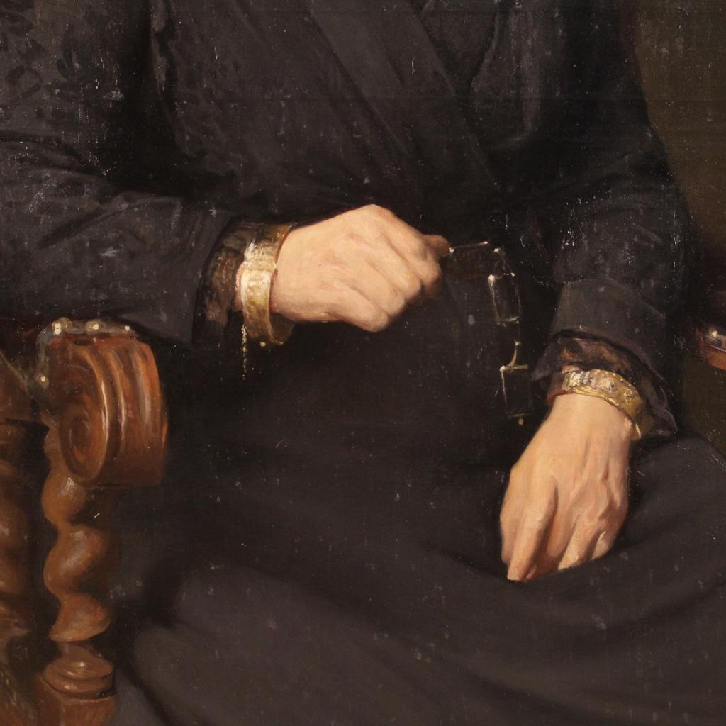 huile sur toile du 20e siècle Portrait d'une femme belge signé et daté, 1920 en vente 6