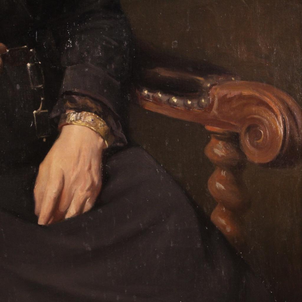 20. Jahrhundert Öl auf Leinwand Belgische Dame Porträtmalerei Signiert und datiert, 1920 im Angebot 4