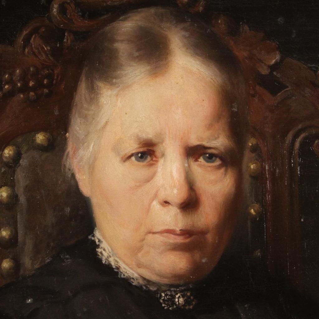 20. Jahrhundert Öl auf Leinwand Belgische Frau Porträt Gemälde datiert 1920 im Angebot 5