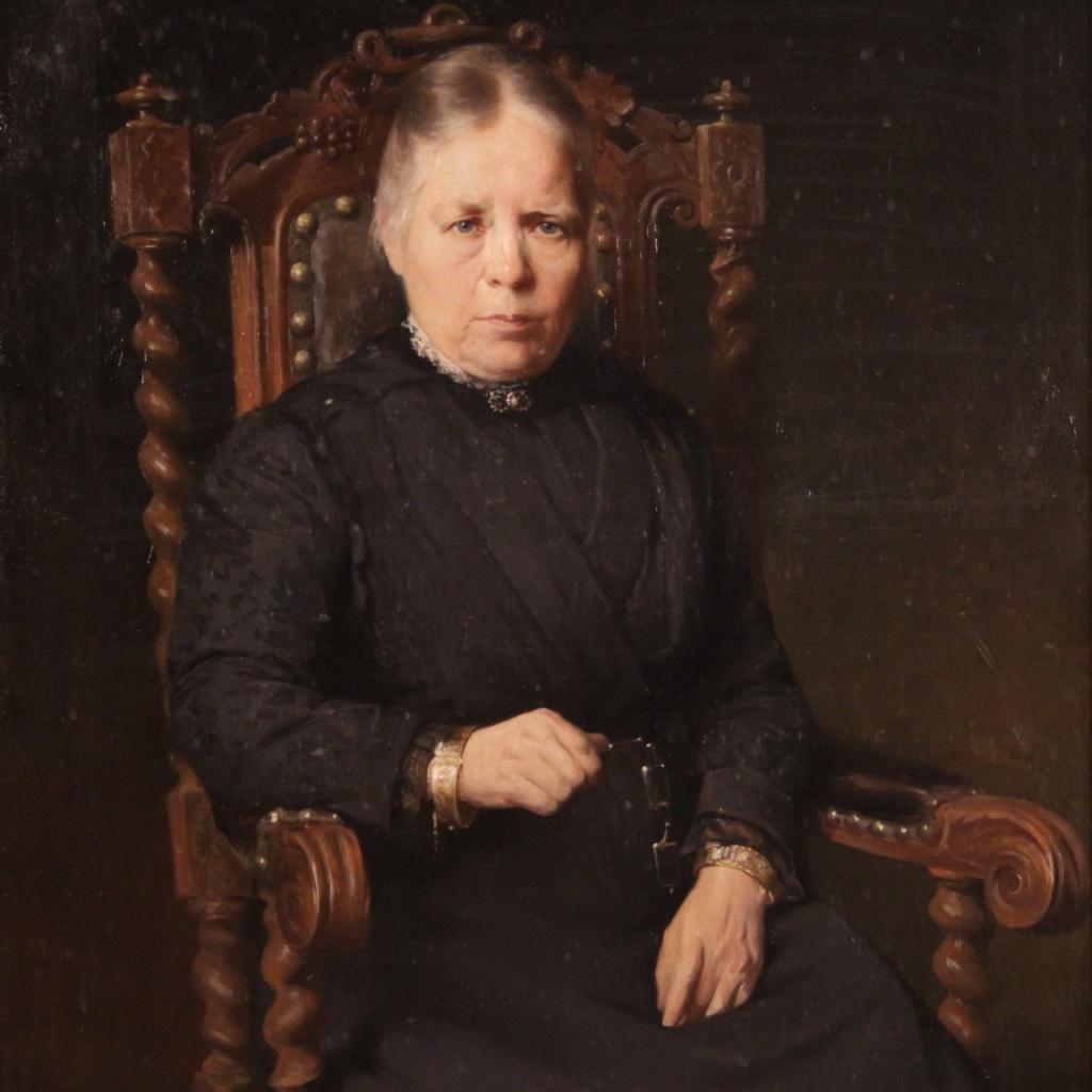 20. Jahrhundert Öl auf Leinwand Belgische Frau Porträt Gemälde datiert 1920 (Early 20th Century) im Angebot