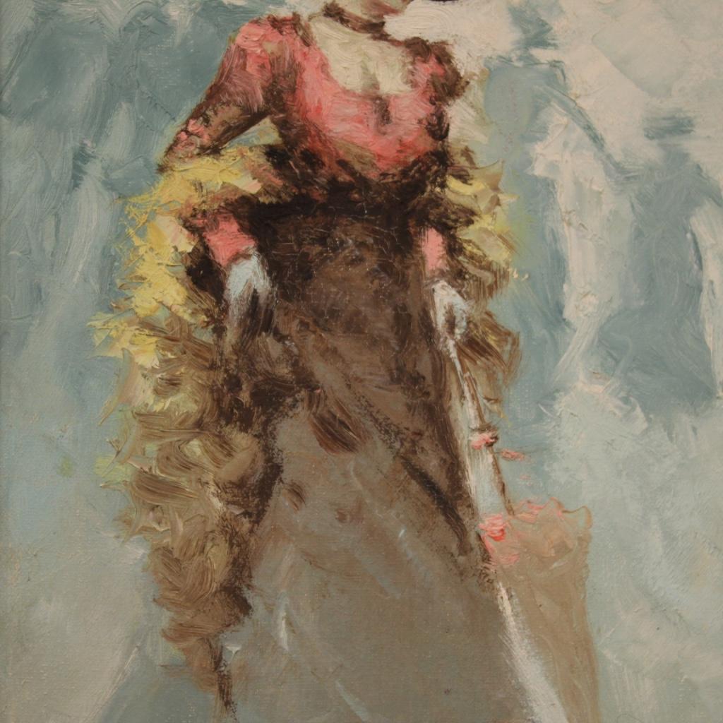 20th Century Oil on Canvas Belle Époque Style Italian Painting Portrait, 1980 5