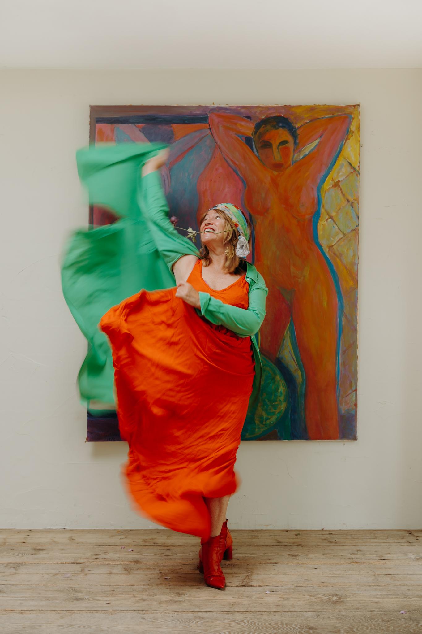 joyeux, coloré, ce tableau de l'artiste française Jacqueline Gainon, vivant et travaillant dans le sud de la France/Nice ...
