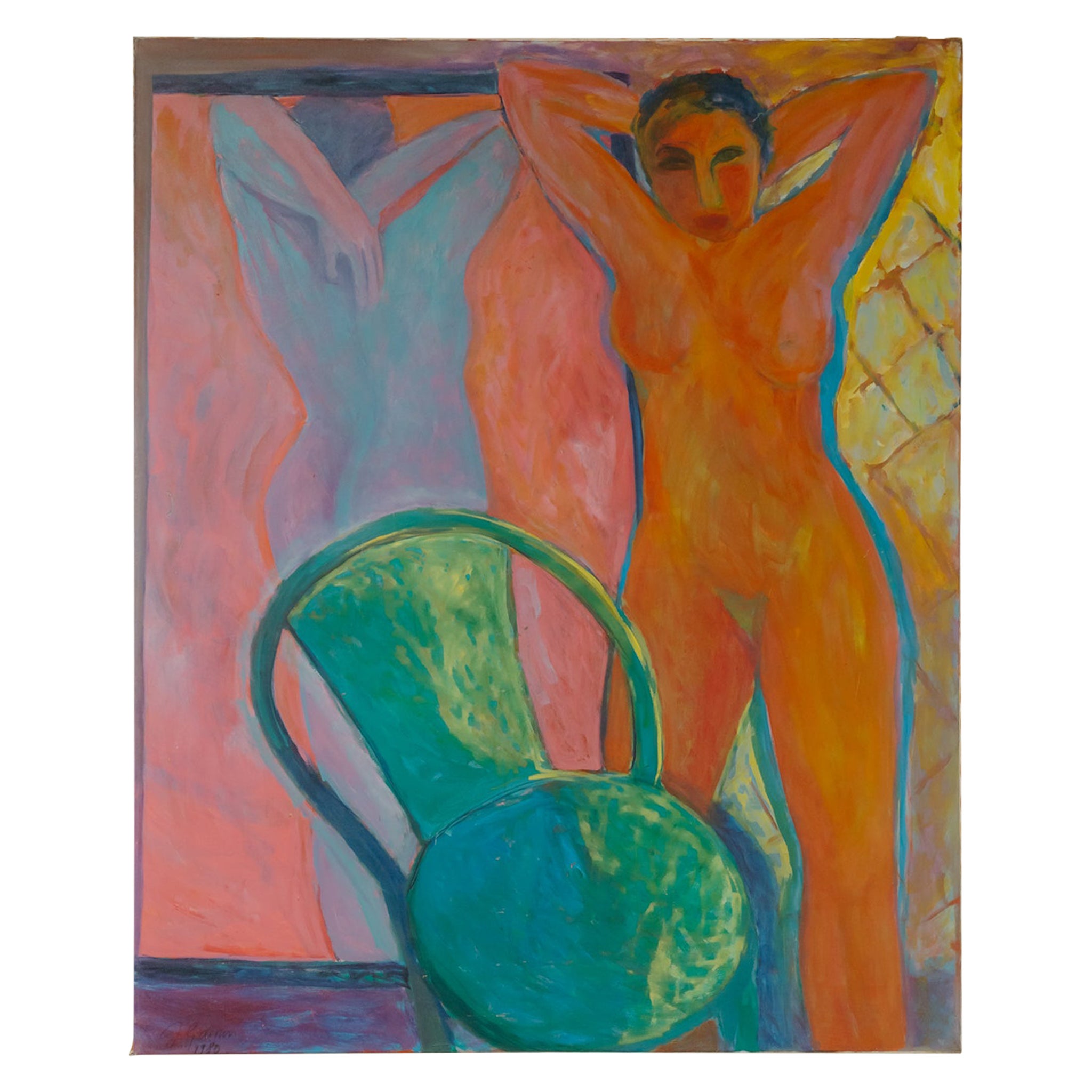 Huile sur toile du 20e siècle de l'artiste française Jacqueline Gainon