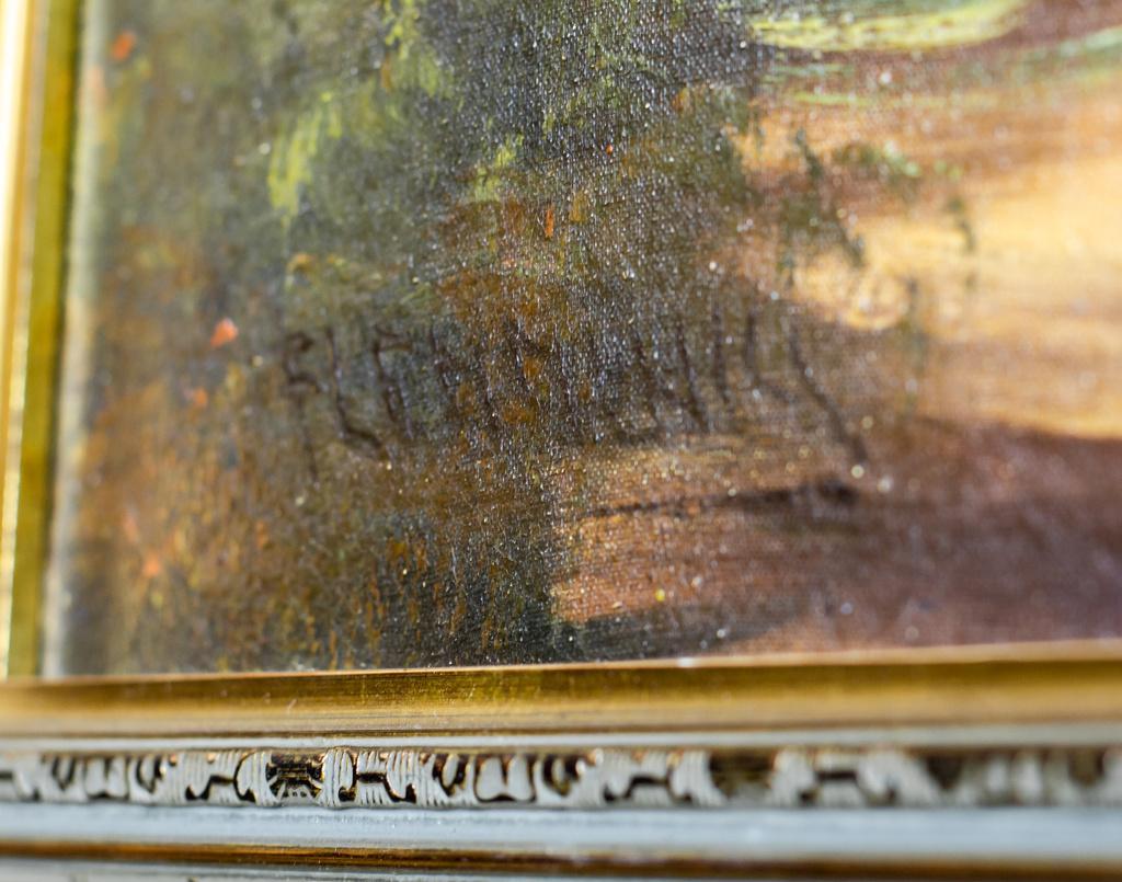 Olio su tela del XX secolo raffigurante un paesaggio forestale In condizioni buone in vendita a Opole, PL