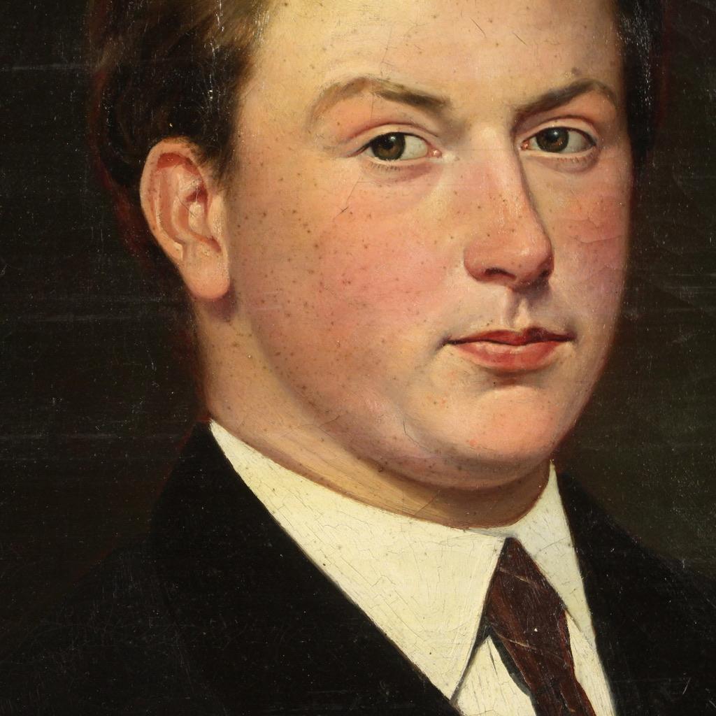 20th Century Oil on Canvas Dutch Painting Portrait of a Gentleman, 1920 9