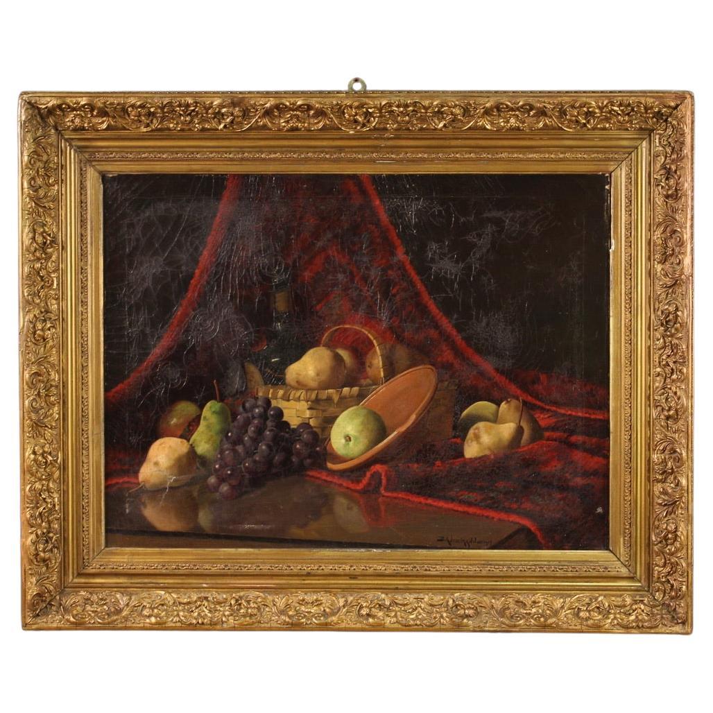 20th Century Oil on Canvas Dutch Signed and Dated Still Life Painting, 1917 For Sale