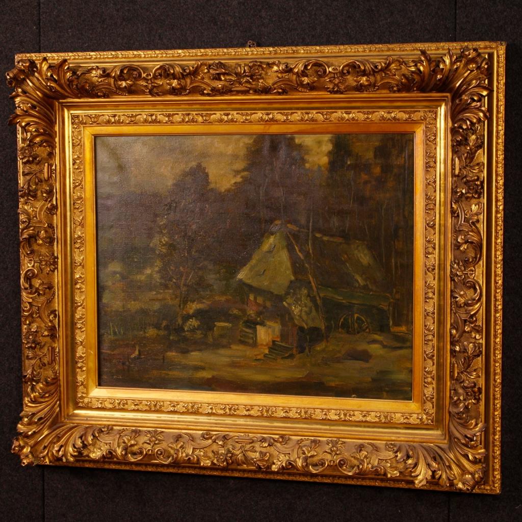 20th Century Oil on Canvas Dutch Signed Forest Landscape Painting, 1920 6