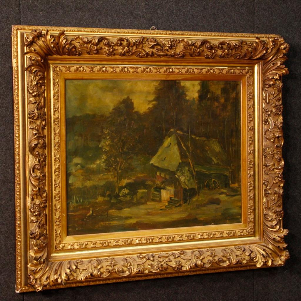 20th Century Oil on Canvas Dutch Signed Forest Landscape Painting, 1920 2