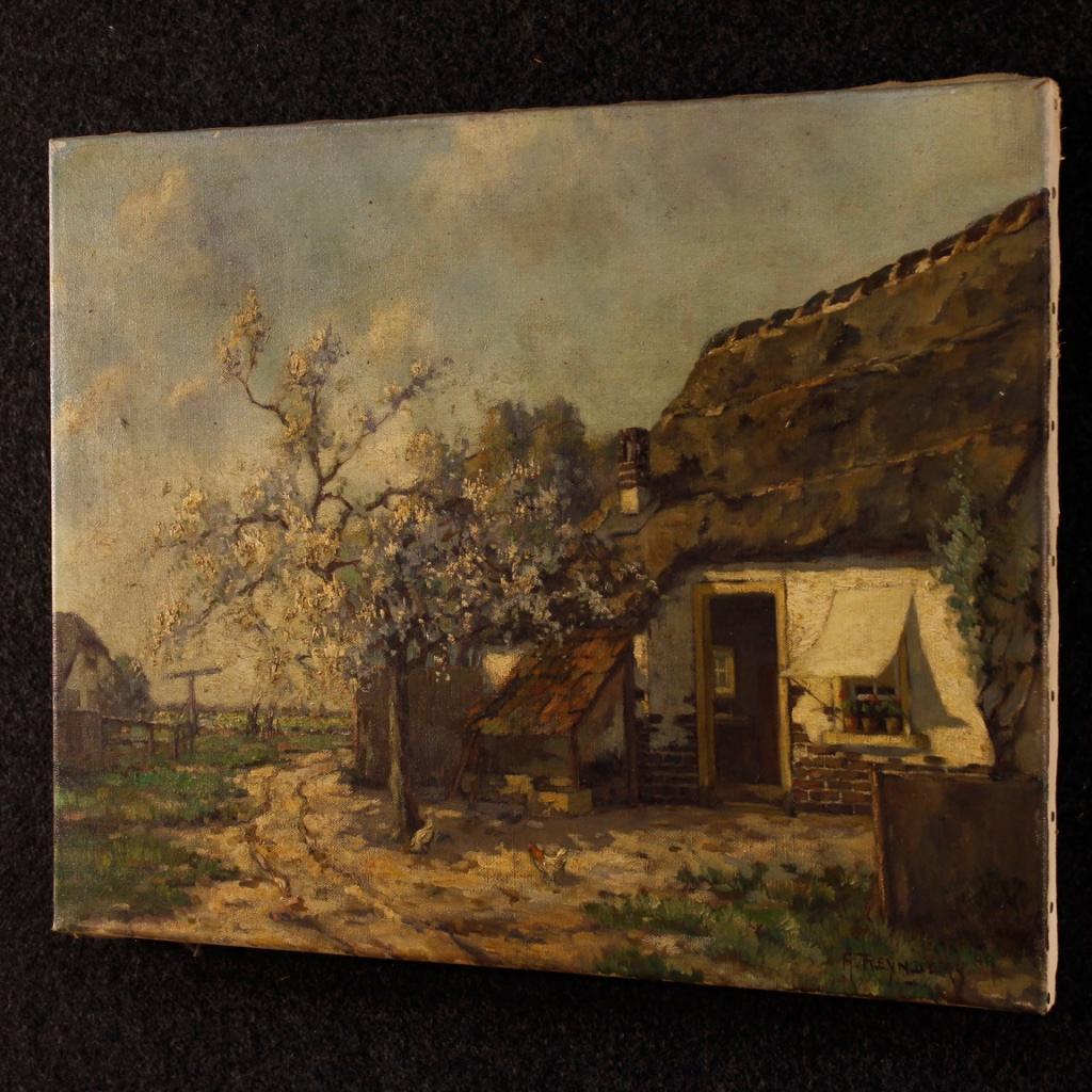 20th Century Oil on Canvas Dutch Signed Landscape Painting, 1950 6