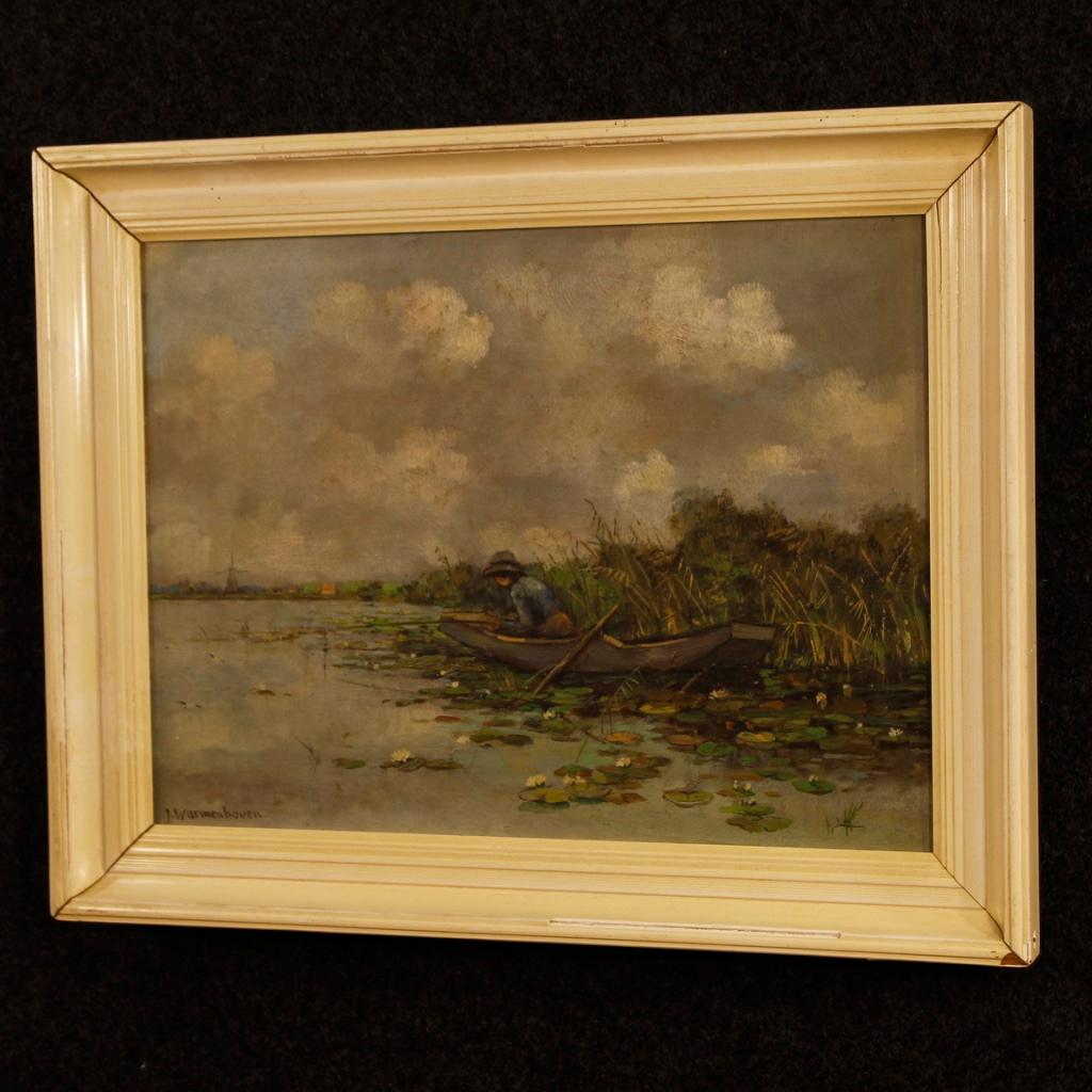 20th Century Oil on Canvas Dutch Signed Painting with Landscape, 1928 5