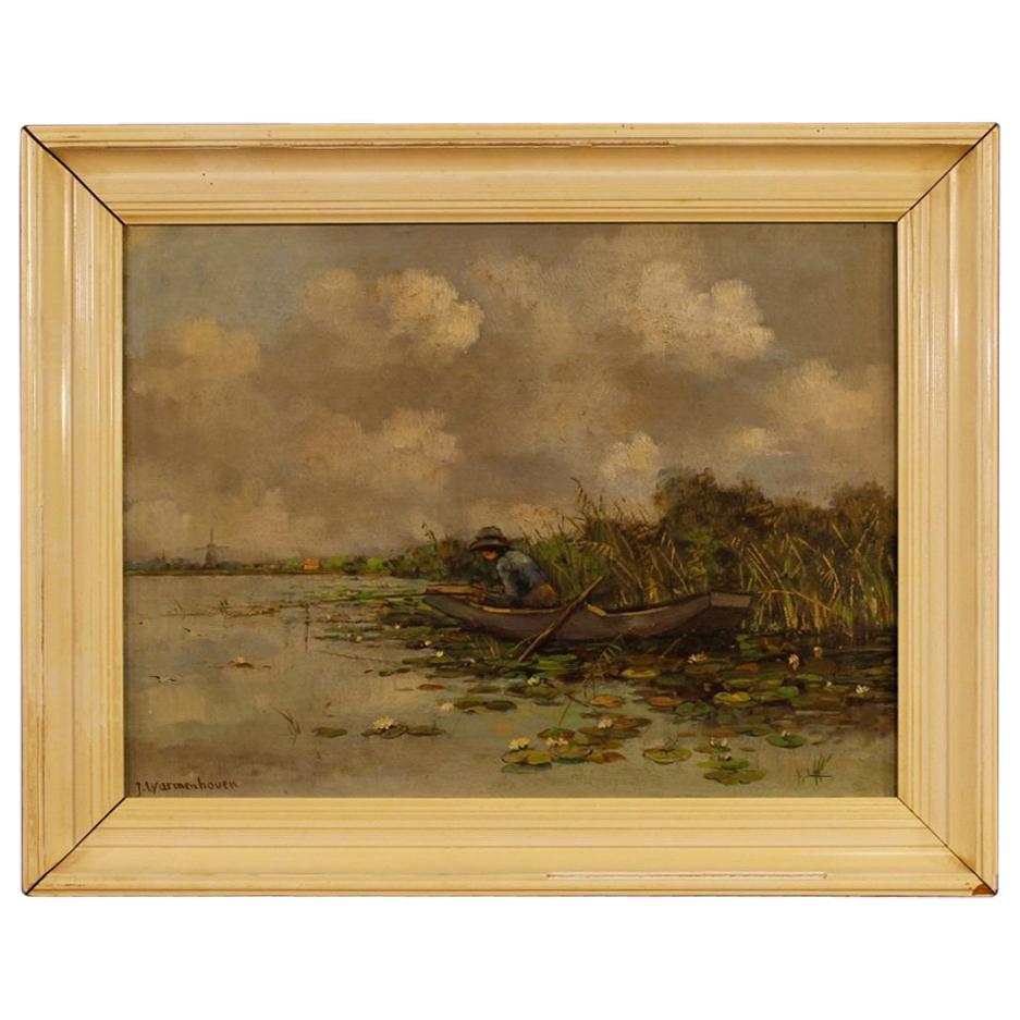 20th Century Oil on Canvas Dutch Signed Painting with Landscape, 1928
