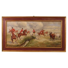 20th Century Oil on Canvas English Signed Painting Fox Hunting, 1930