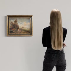 20th Century Oil on Canvas Flemish Bucolic Landscape Painting, 1950s