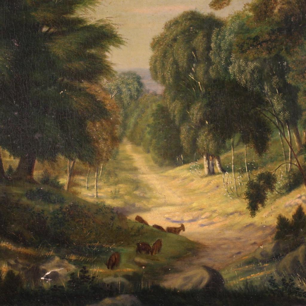 20th Century Oil on Canvas French Bucolic Landscape Painting, 1920  1