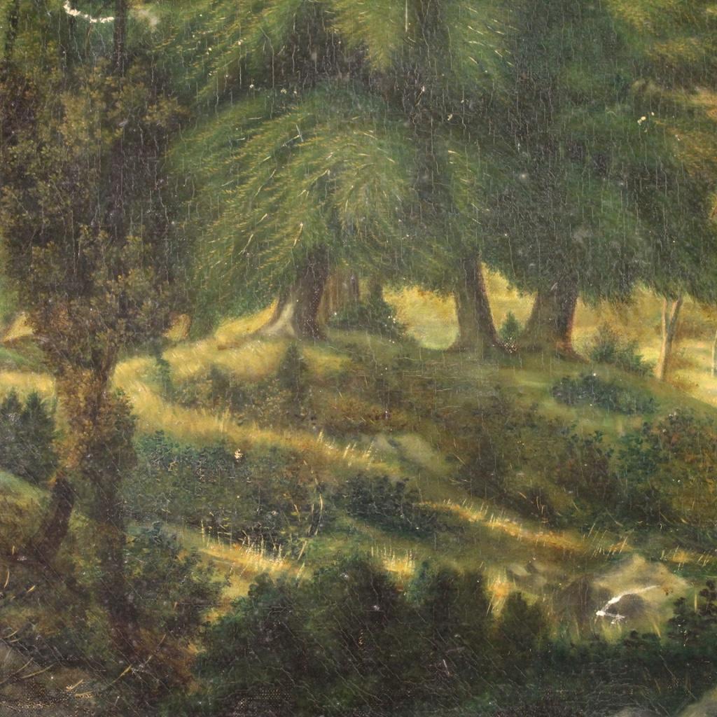 20th Century Oil on Canvas French Bucolic Landscape Painting, 1920  6