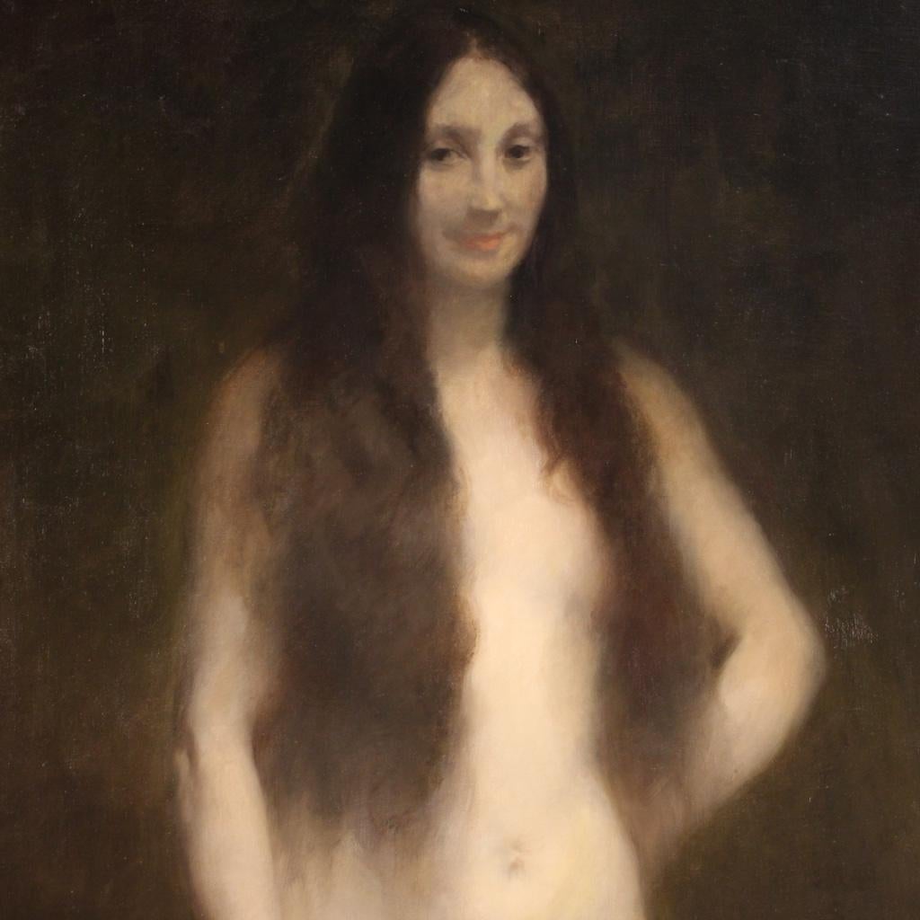 20th Century Oil on Canvas French Female Nude Signed Painting, 1924 5