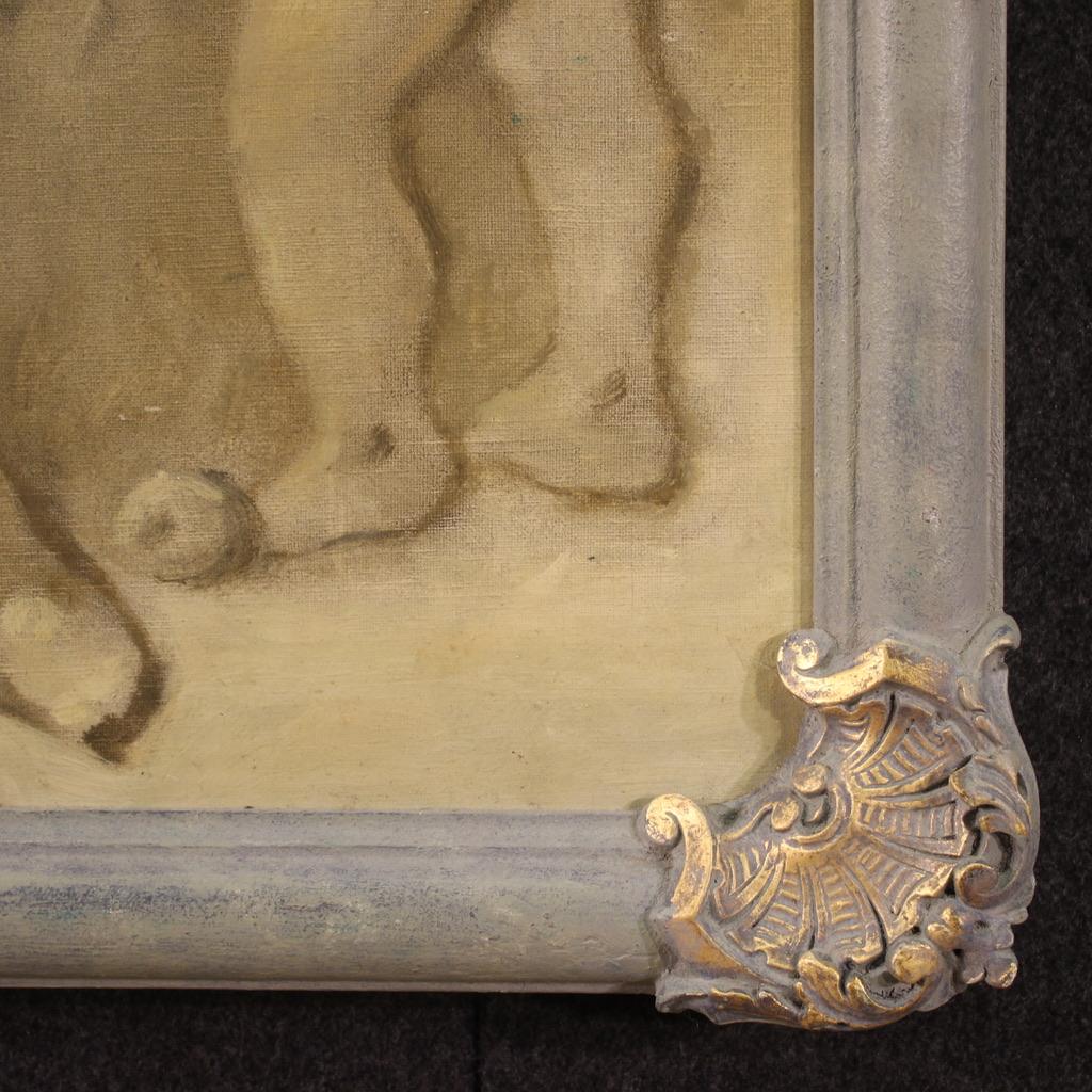 20th Century Oil on Canvas French Grisaille Painting Cherubs, 1920 12