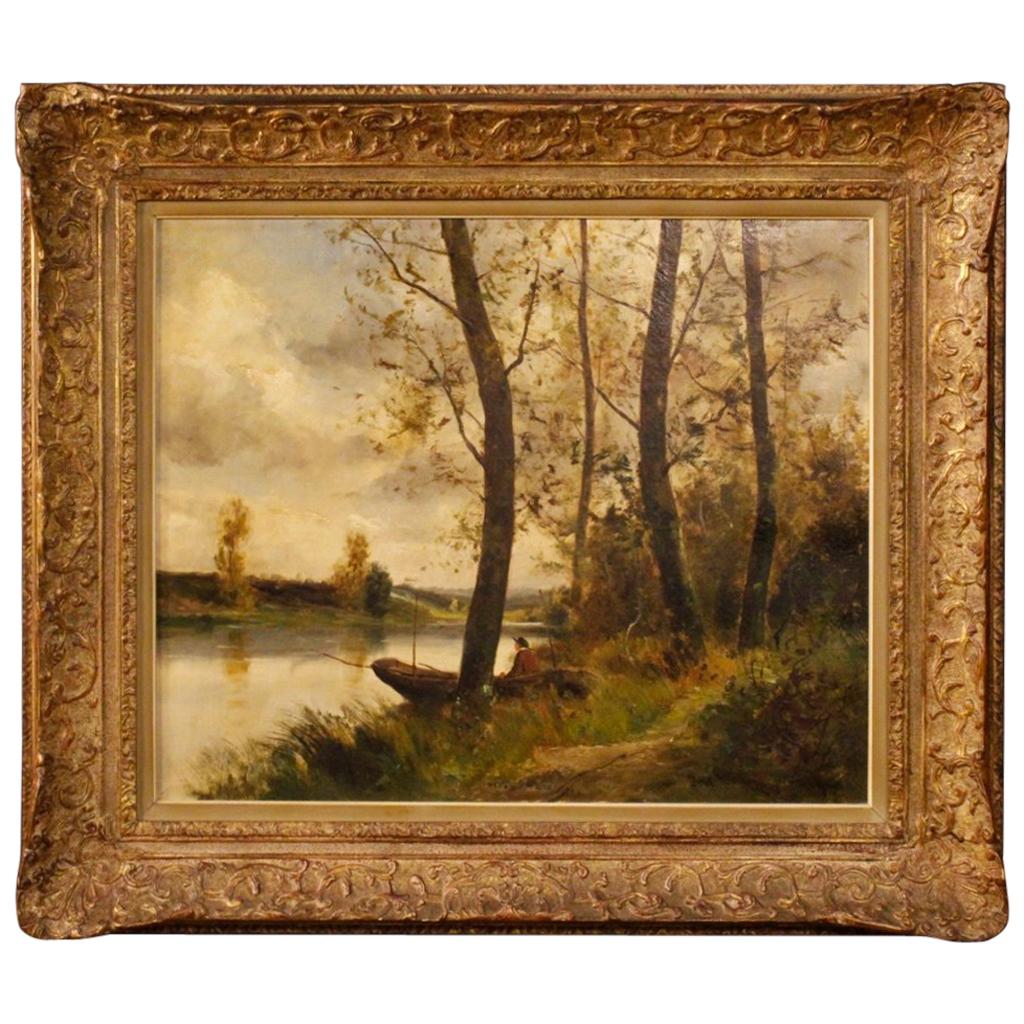 20th Century Oil on Canvas French Impressionist Landscape Painting, 1920