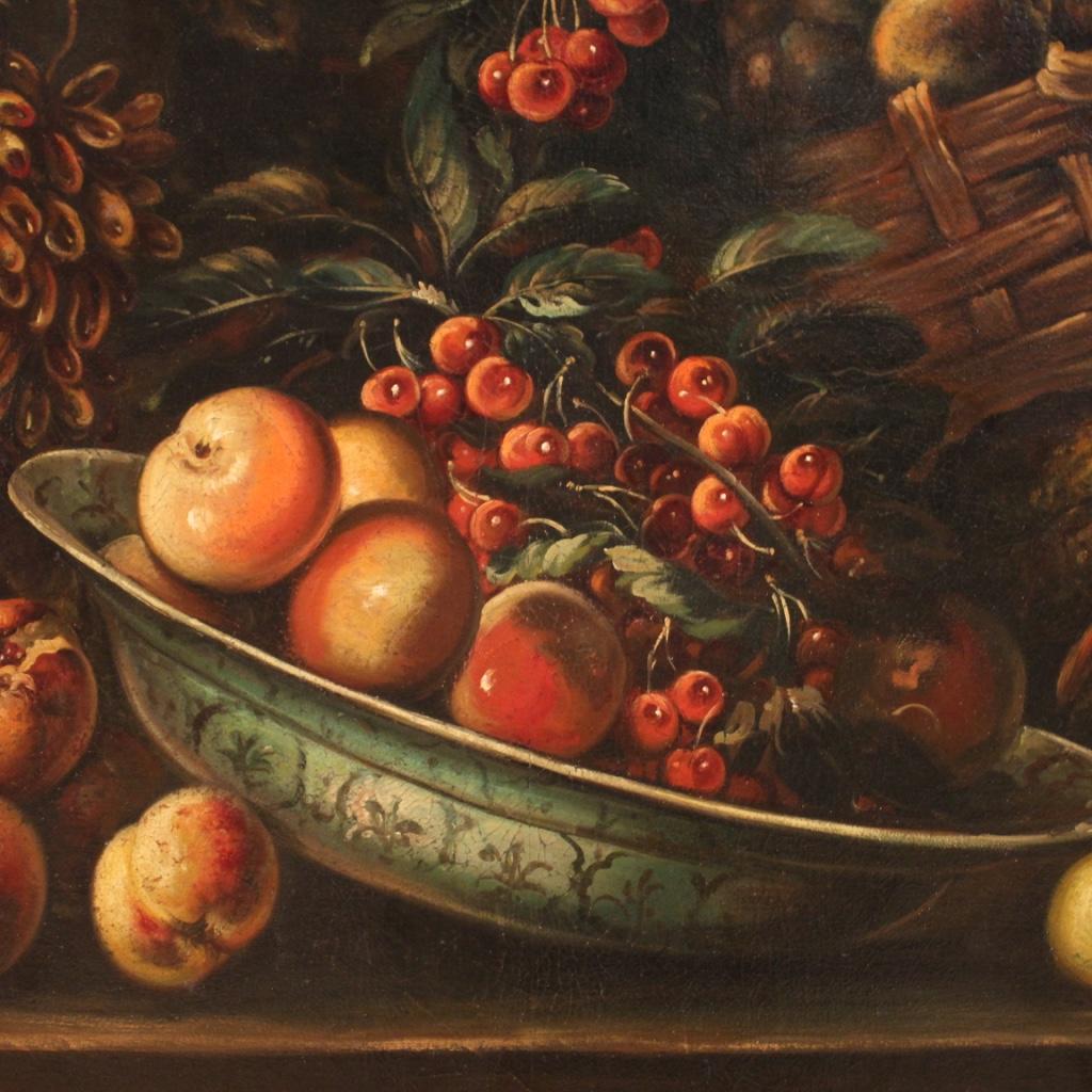 20th Century Oil on Canvas French Painting Still Life with Fruits, 1960 2