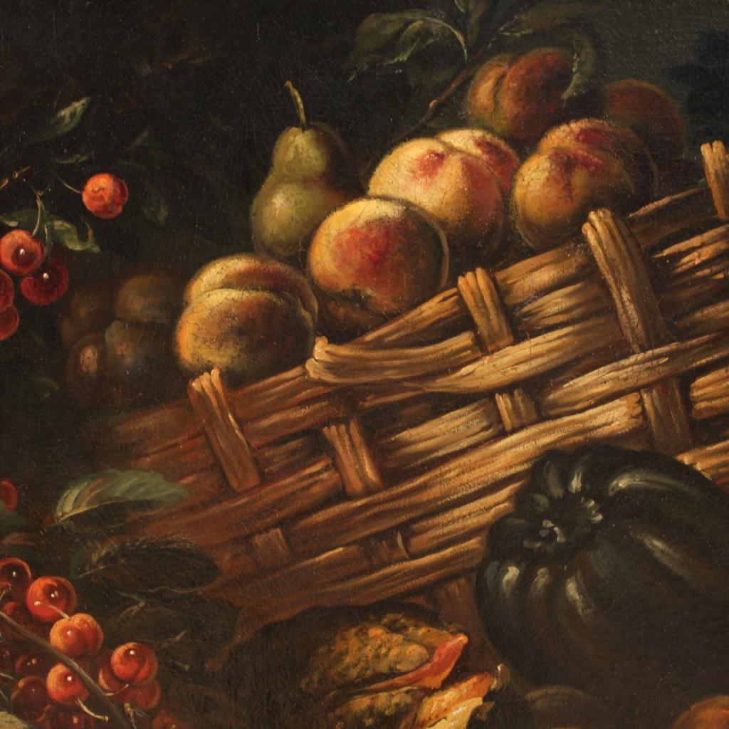 20th Century Oil on Canvas French Painting Still Life with Fruits, 1960 6
