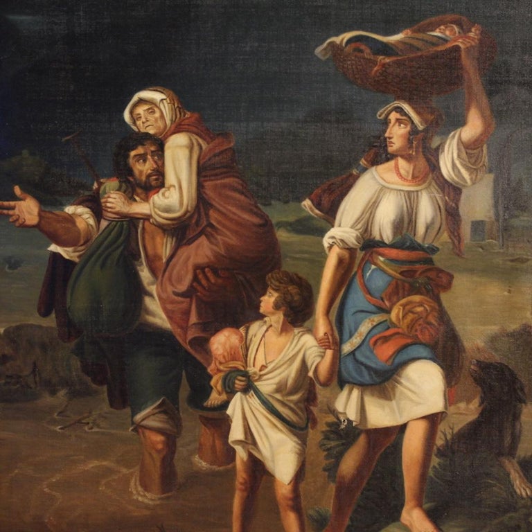 20th Century Oil on Canvas French Religious Painting Biblical Scene