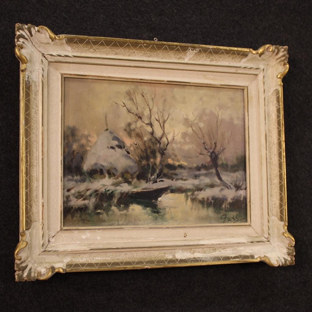 20th Century Oil on Canvas French Signed Landscape Painting, 1960 3