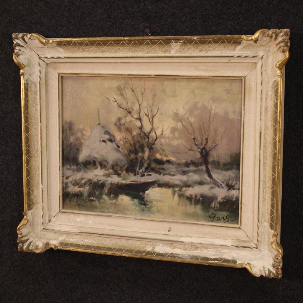 20th Century Oil on Canvas French Signed Landscape Painting, 1960 4