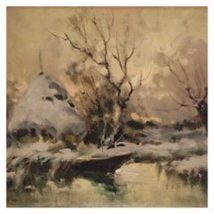 20th Century Oil on Canvas French Signed Landscape Painting, 1960