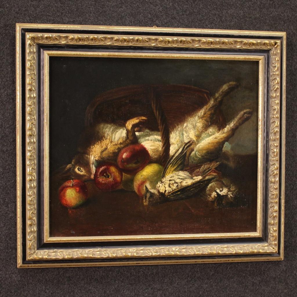 20th Century Oil on Canvas French Still Life with Game Painting, 1950 For Sale 5
