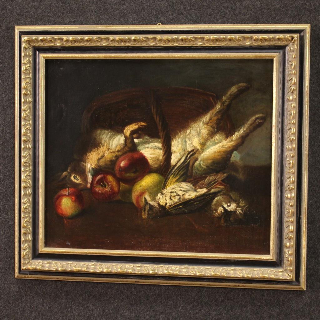 20th Century Oil on Canvas French Still Life with Game Painting, 1950 For Sale 6