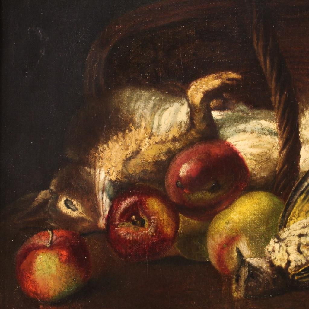 Huile sur toile du 20ème siècle - Nature morte française avec peinture de jeu, 1950 Bon état - En vente à Vicoforte, Piedmont