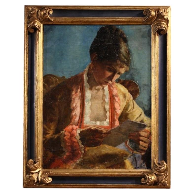 20th-Century Oil-on-Canvas Portrait of a French Woman, Signed and Dated 1979