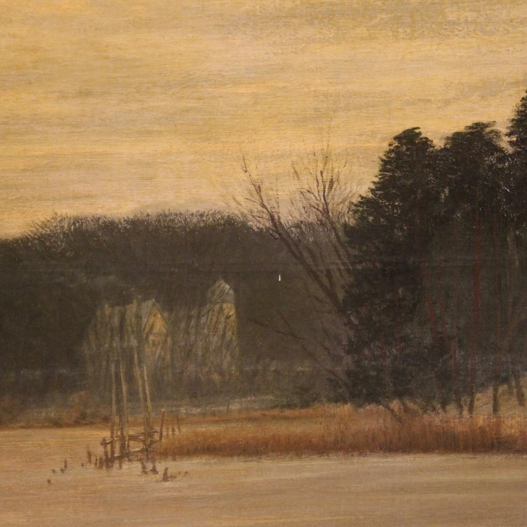 20th Century Oil on Canvas German Signed Franz Bombach Landscape Painting, 1900 For Sale 5