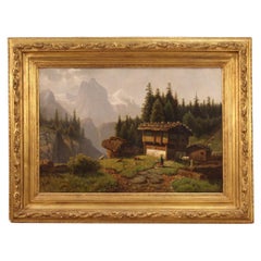 20th Century Oil on Canvas German Signed Landscape Painting, 1930