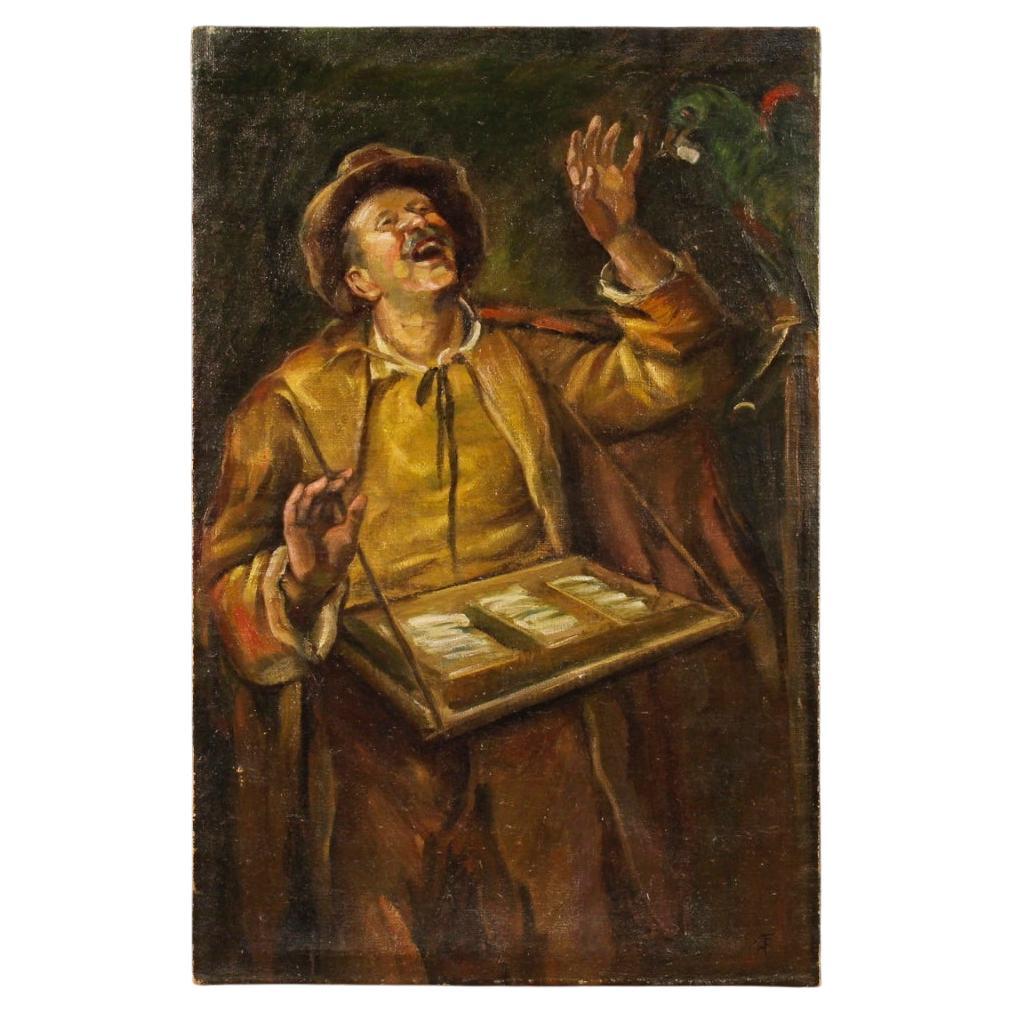 20. Jahrhundert Öl auf Leinwand Ungarische Malerei Portrait Charakter Papagei, 1940