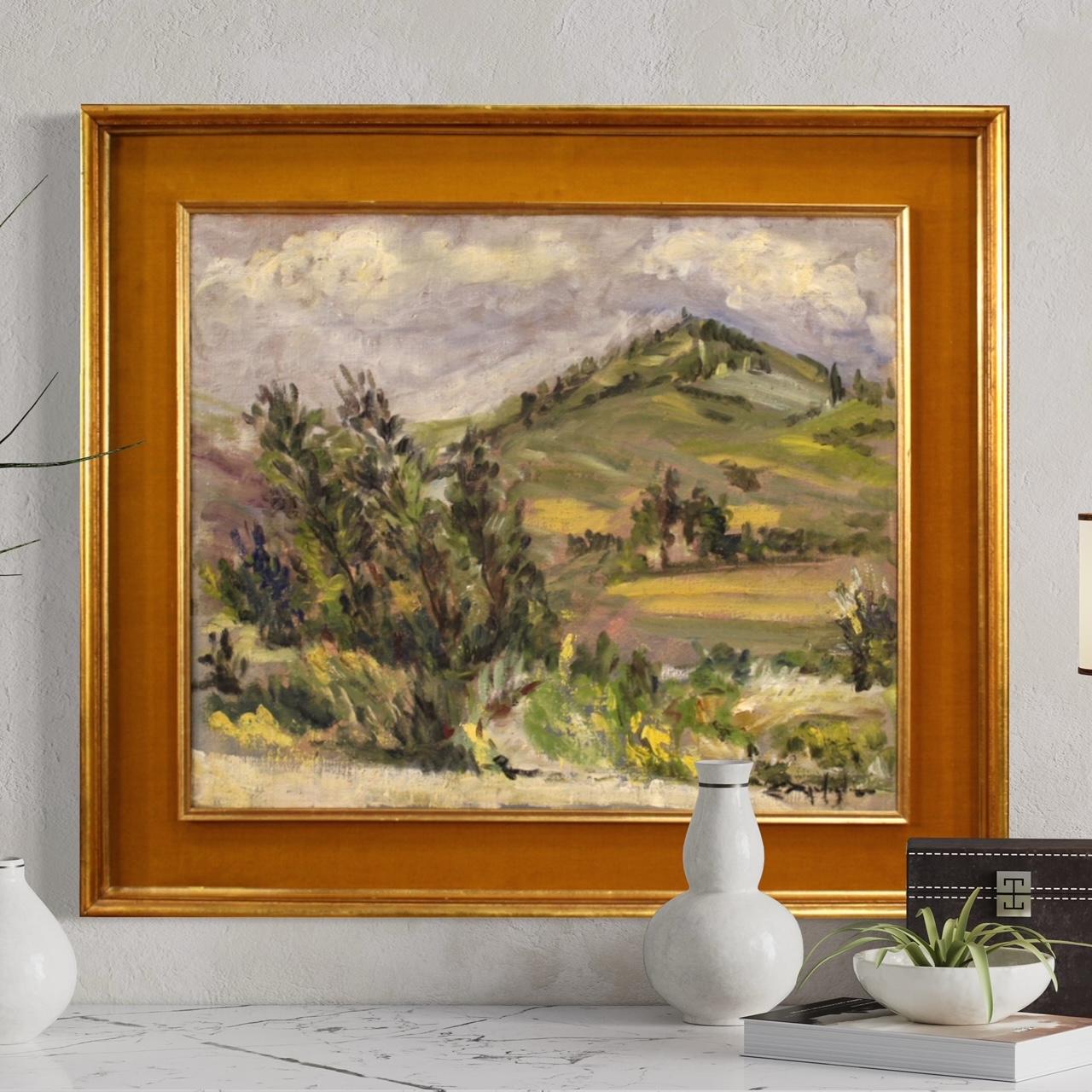 20th Century Oil on Canvas Impressionist Signed Italian Landscape Painting, 1960 For Sale 10