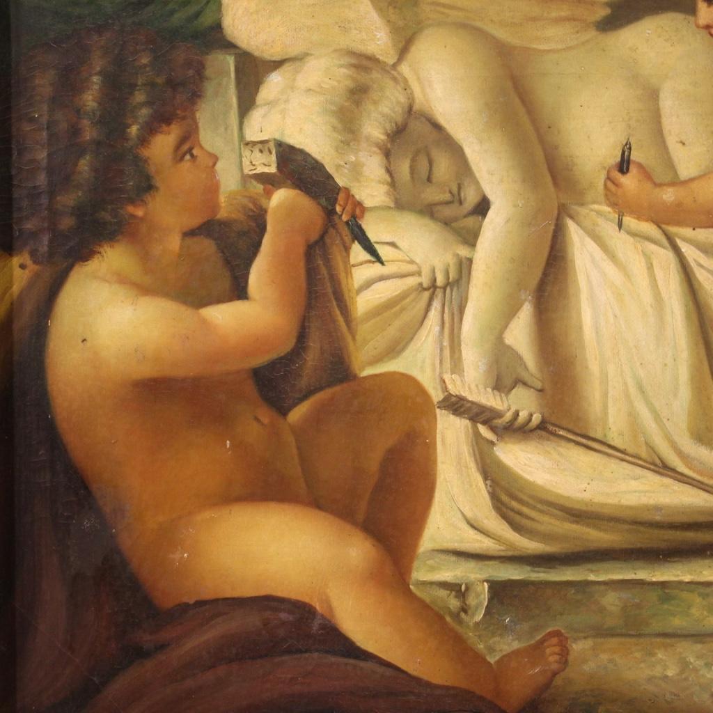 20th Century Oil on Canvas Italian Allegory of Sculpture Painting Cherubs, 1980 2