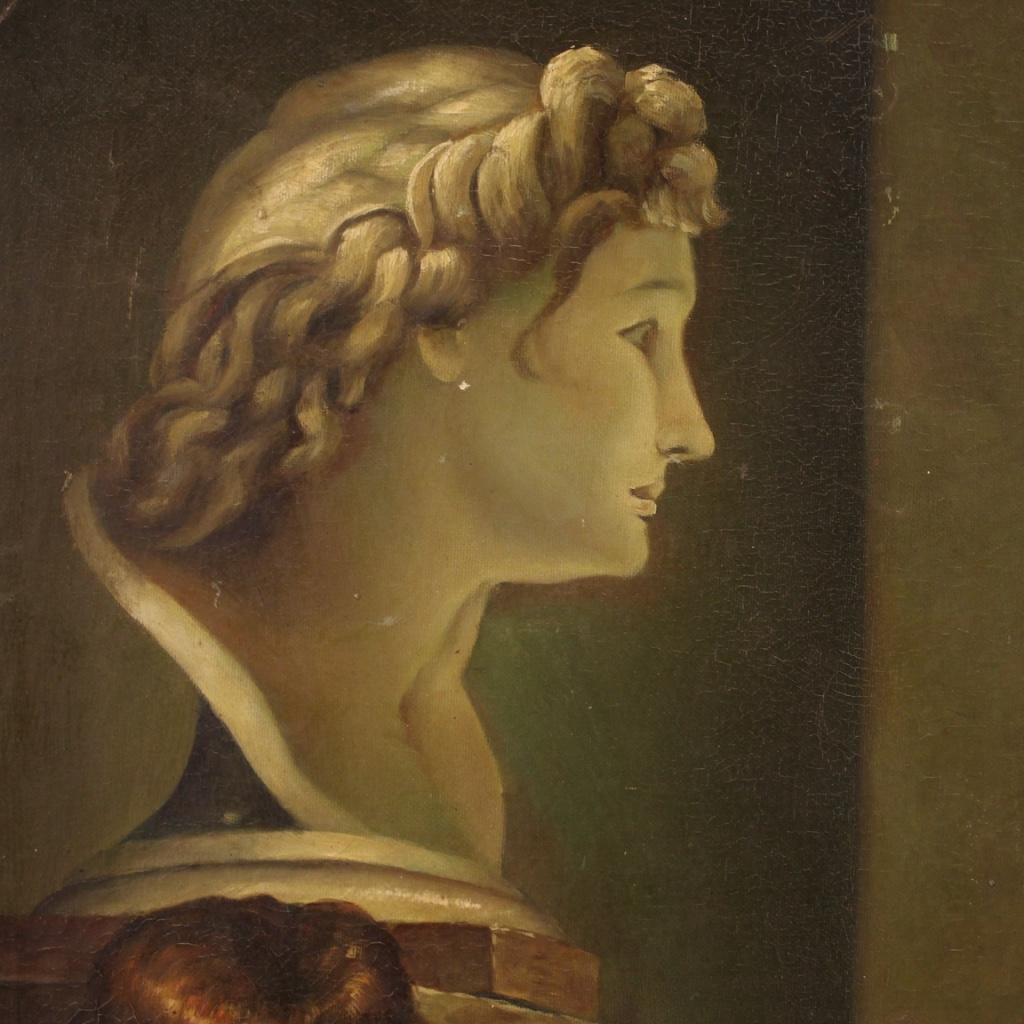 20th Century Oil on Canvas Italian Allegory of Sculpture Painting Cherubs, 1980 5