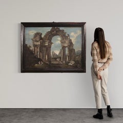 20th Century Oil on Canvas Italian Architectural Capriccio Landscape Painting