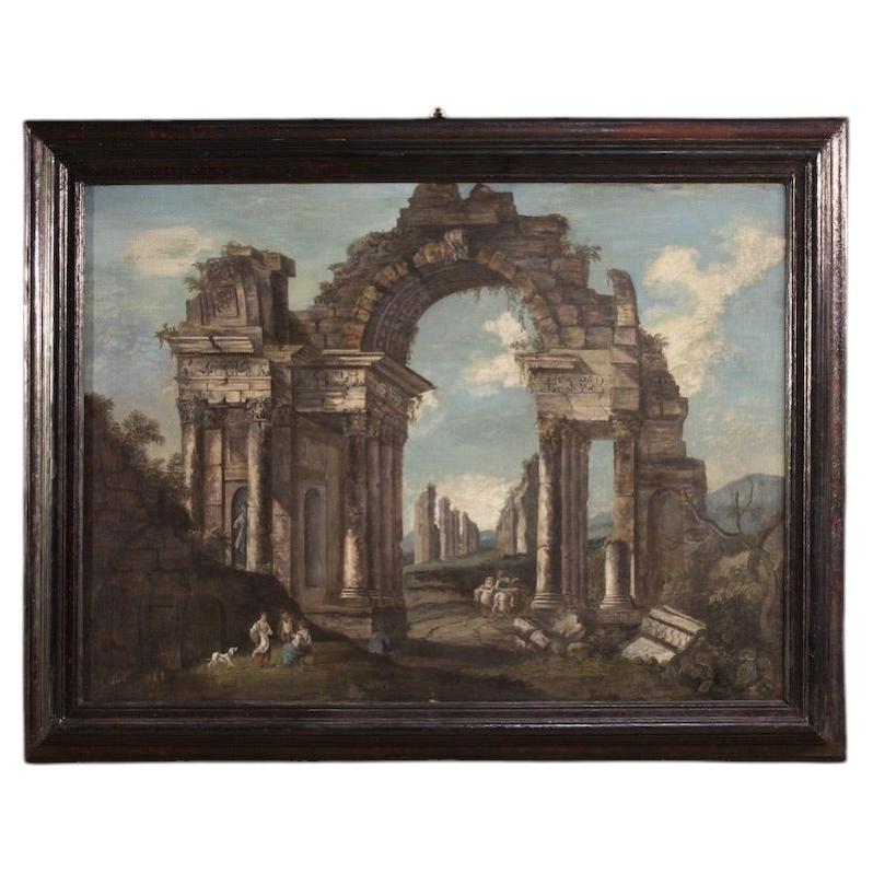 20th Century Oil on Canvas Italian Architectural Capriccio Landscape Painting
