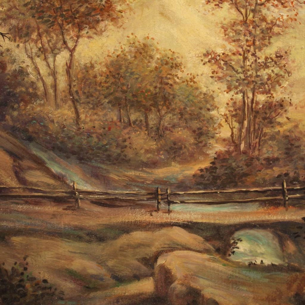 20th Century Oil on Canvas Italian Bucolic Landscape Painting, 1950 For Sale 7
