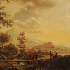 20th Century Oil on Canvas Italian Bucolic Landscape Painting, 1950