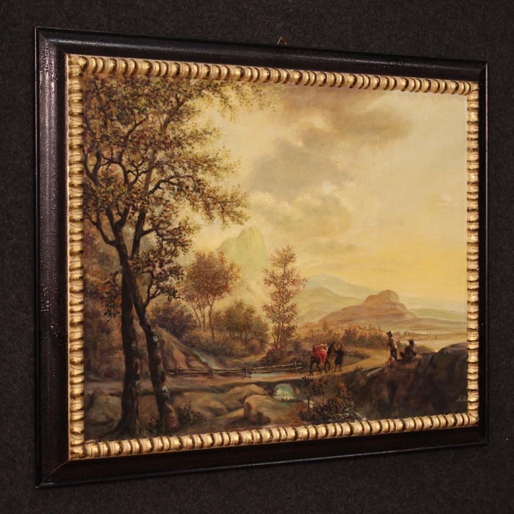 20th Century Oil on Canvas Italian Bucolic Landscape Painting, 1950 For Sale 4