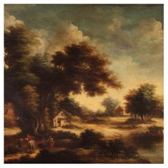 20th Century Oil on Canvas Italian Bucolic Landscape Painting, 1960